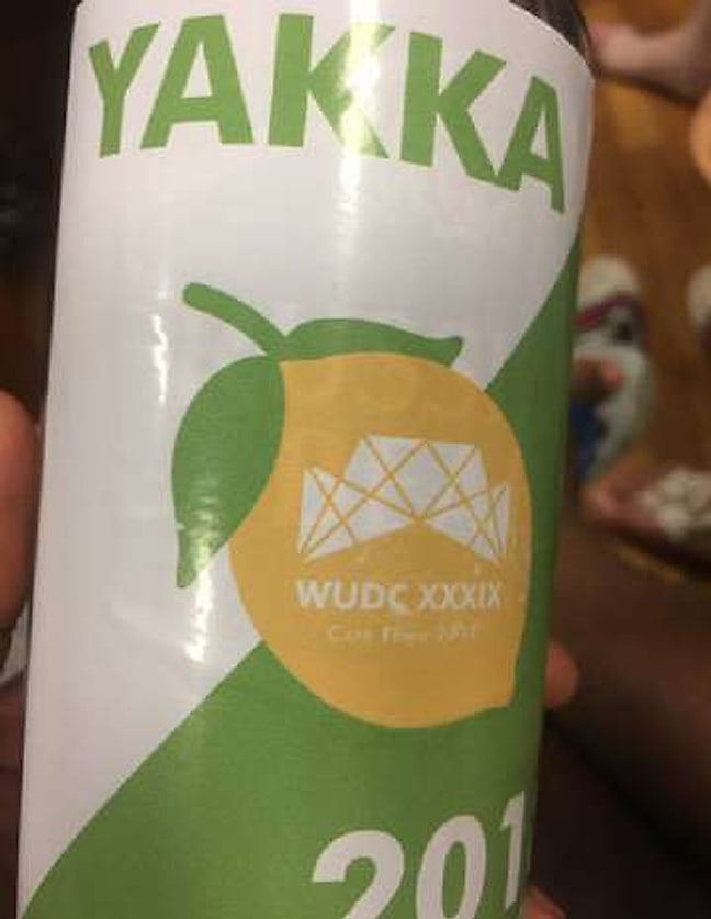 A can of Yakka, branded for WUDC