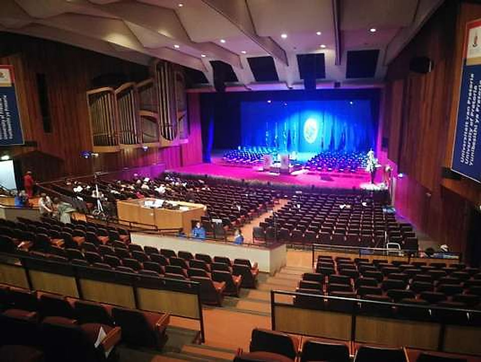 Aula Theatre interior with concert lighting